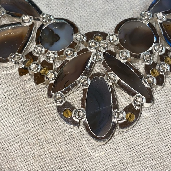 Earthy Botswana Agate + Lemon Citrine statement cluster necklace - Picture 6 of 15